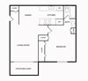 One bedroom on bath floor plan